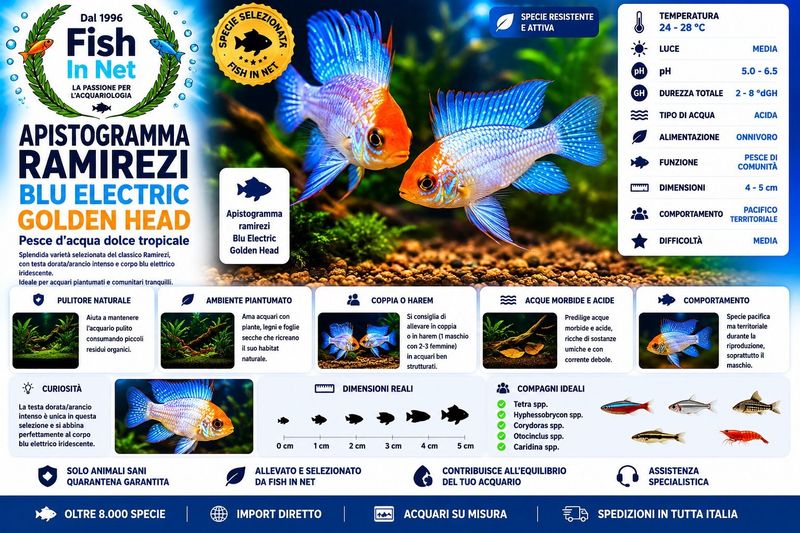 APISTOGRAMMA RAMIREZI BLU ELECTRIC GOLDEN HEAD