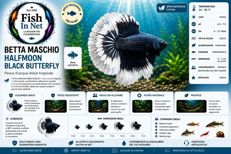 BETTA MASCHIO HALFMOON BLACK BUTTERFLY