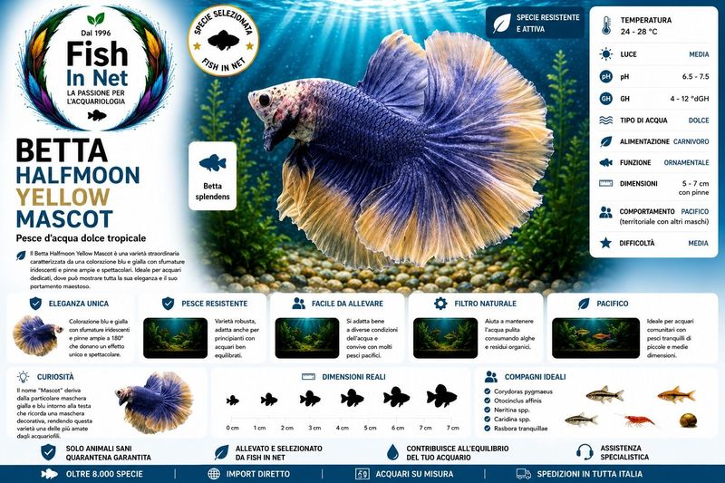 BETTA MASCHIO HALFMOON YELLOW MASCOT