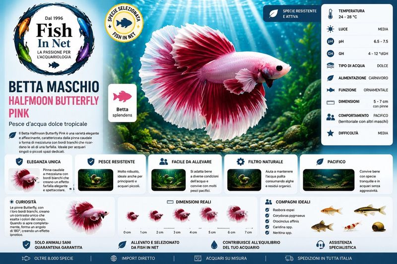 BETTA MASCHIO HALFMOON BUTTERFLY  PINK