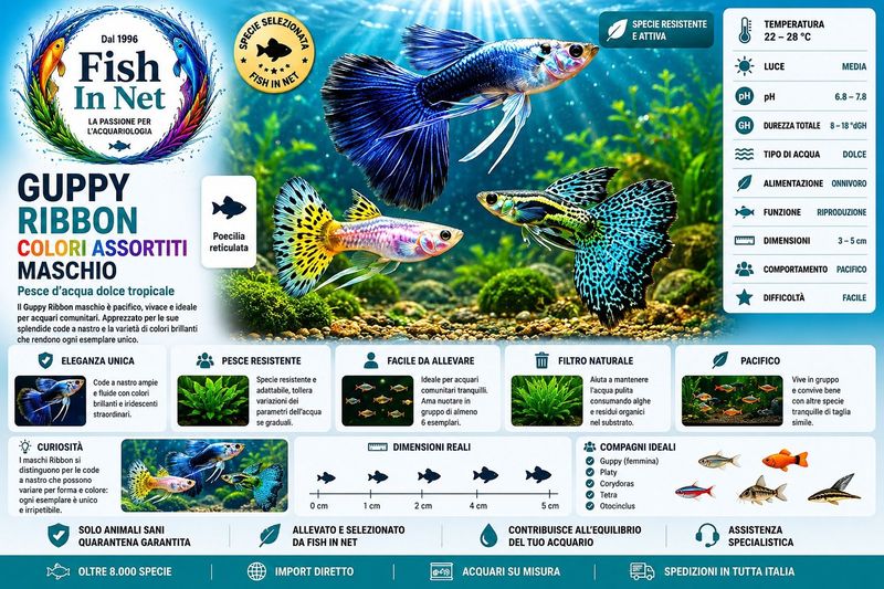 GUPPY MASCHIO RIBBON COLORI ASSORTITI