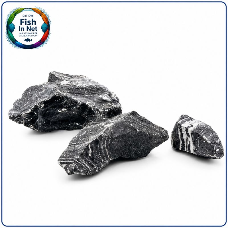 ROCCIA BLACK WHITE 20KG CALCAREA (DIMENSIONI ASSORTITE) ROCCIA BLACK WHITE 20KG CALCAREA (DIMENSIONI ASSORTITE)