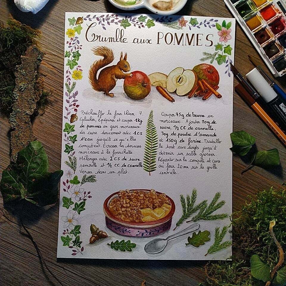 Carte A5 - « Recette du Crumble aux pommes»
