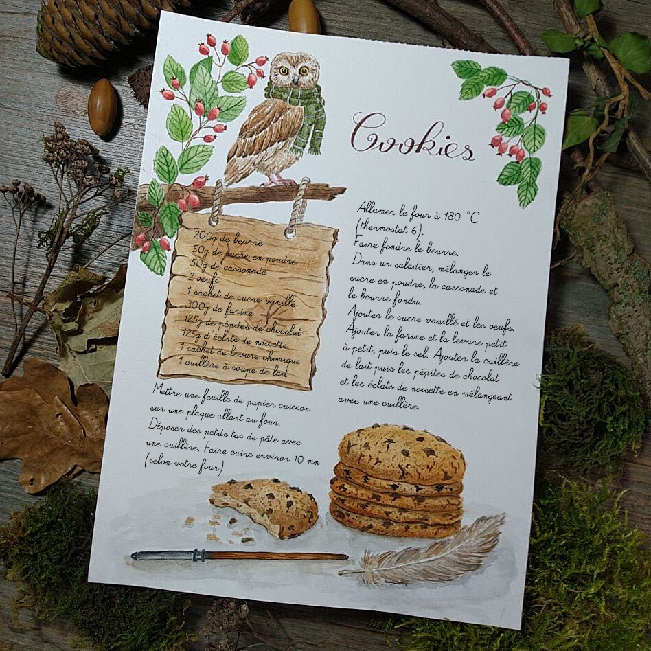 Carte A5 - « Recette des cookies»