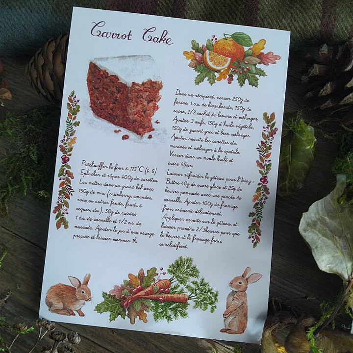 Carte A5 - « Recette du Carrot Cake»