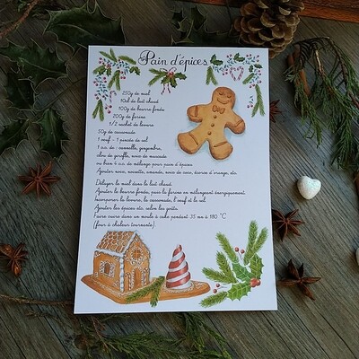 Carte A5 - « Recette du pain d'épices»