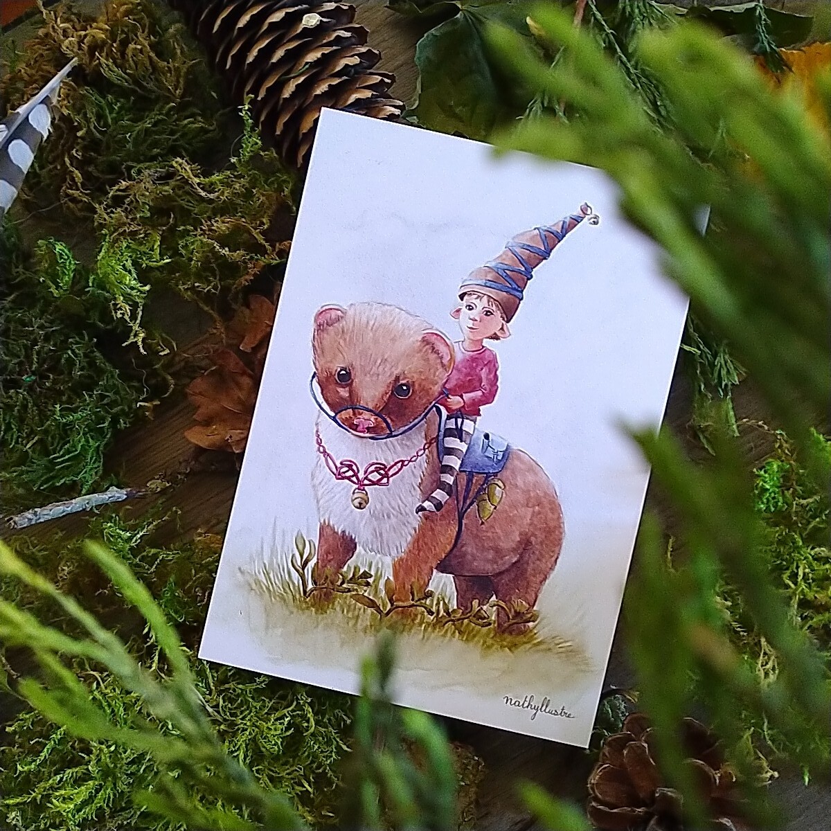 Carte A6 - &quot;Le lutin et la fouine&quot;