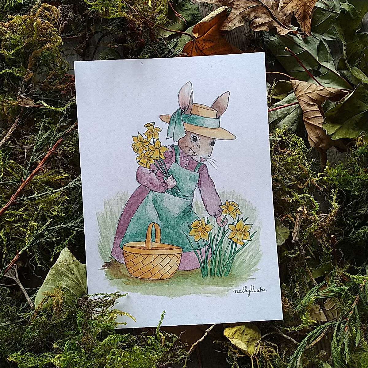 Carte A6 - &quot;Lapine aux jonquilles&quot;