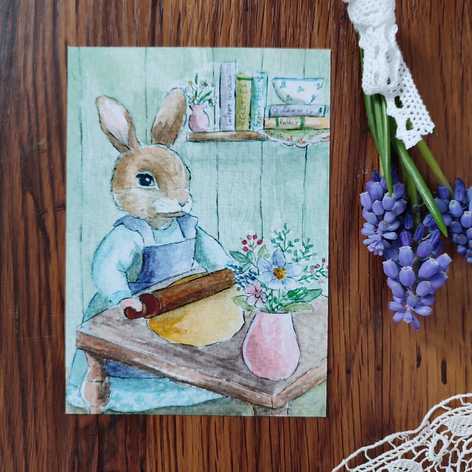 Carte A6 - &quot;Lapine aux biscuits&quot;