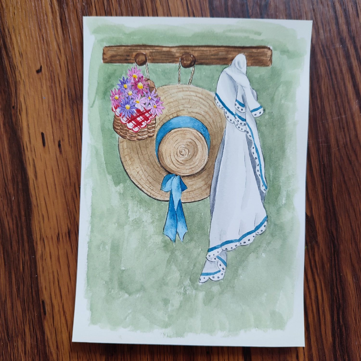 Aquarelle &quot;Patère de cottage&quot;