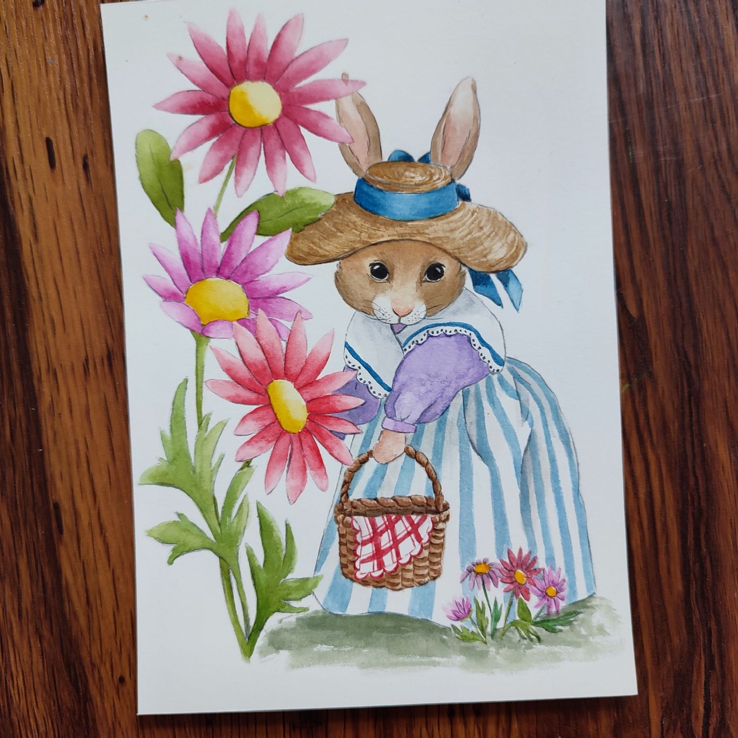 Aquarelle &quot;Cueillette de Printemps&quot;