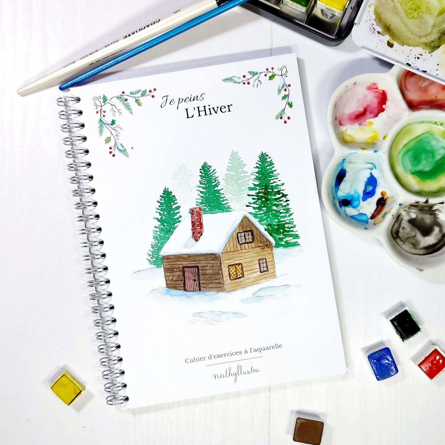 Cahier d&#39;exercices Aquarelle &quot;L&#39;Hiver&quot;