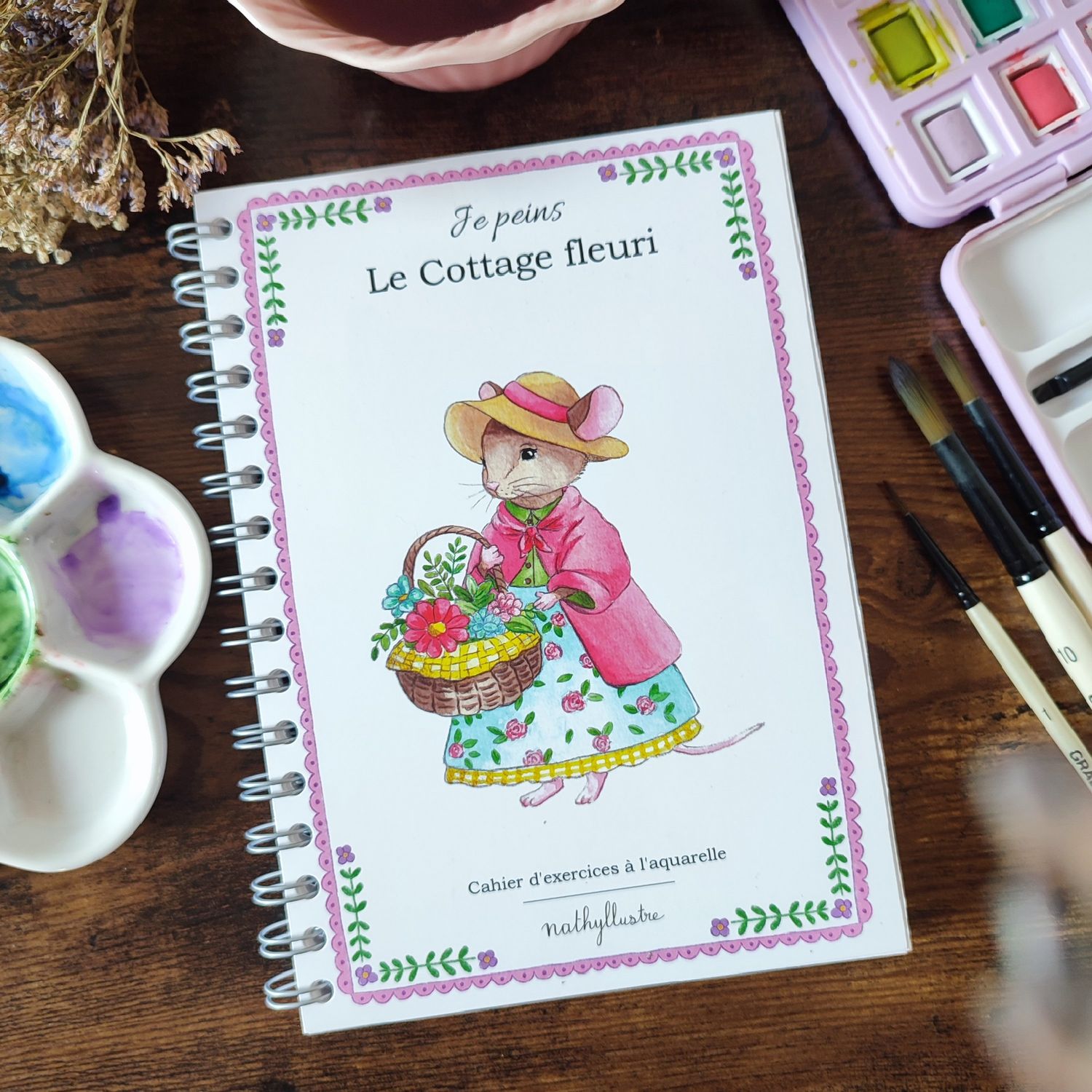 Cahier d&#39;exercices Aquarelle &quot;Printemps au cottage&quot;