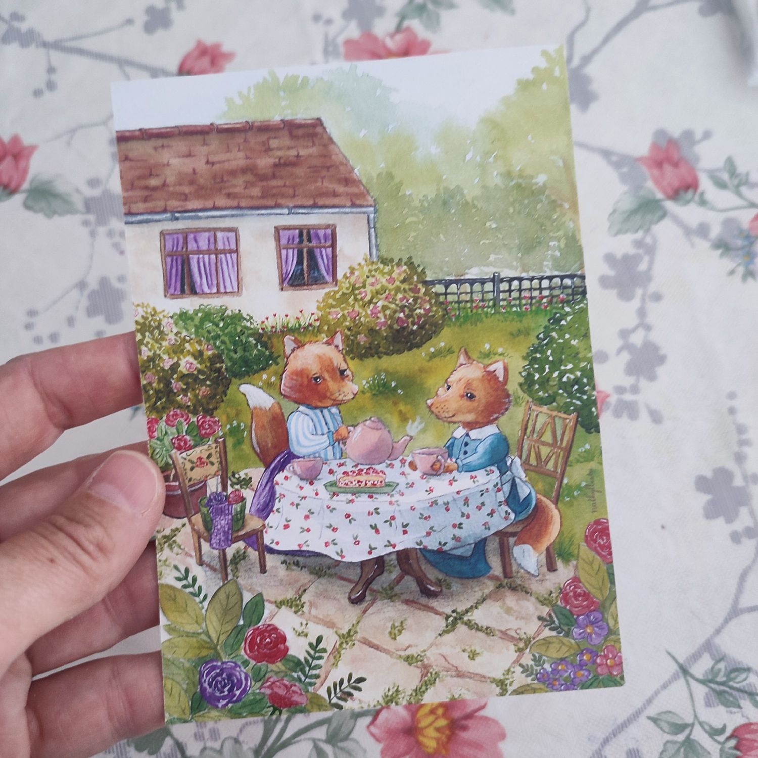 Carte A6 &quot;Teatime au jardin&quot;