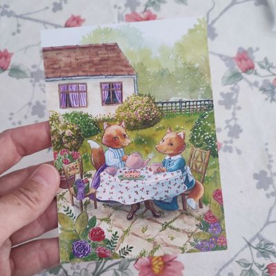 Carte A6 &quot;Teatime au jardin&quot;