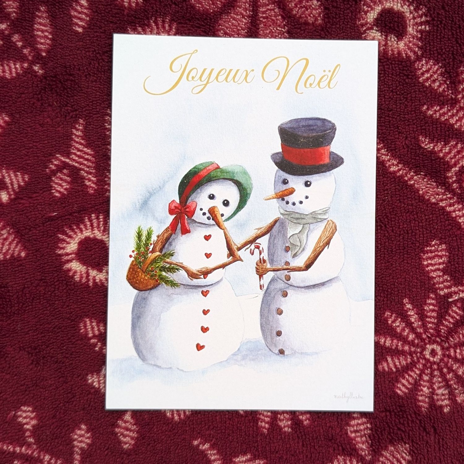 Carte "Joyeux Noël Bonhomme de neige"