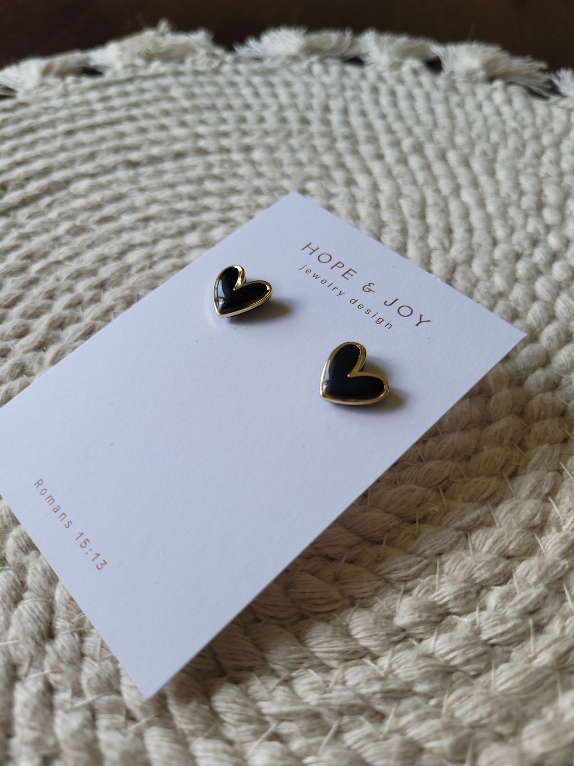 Black Heart Studs - Gold Frame