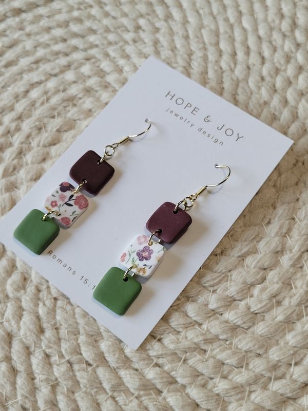 Purple and Green Floral Dangle