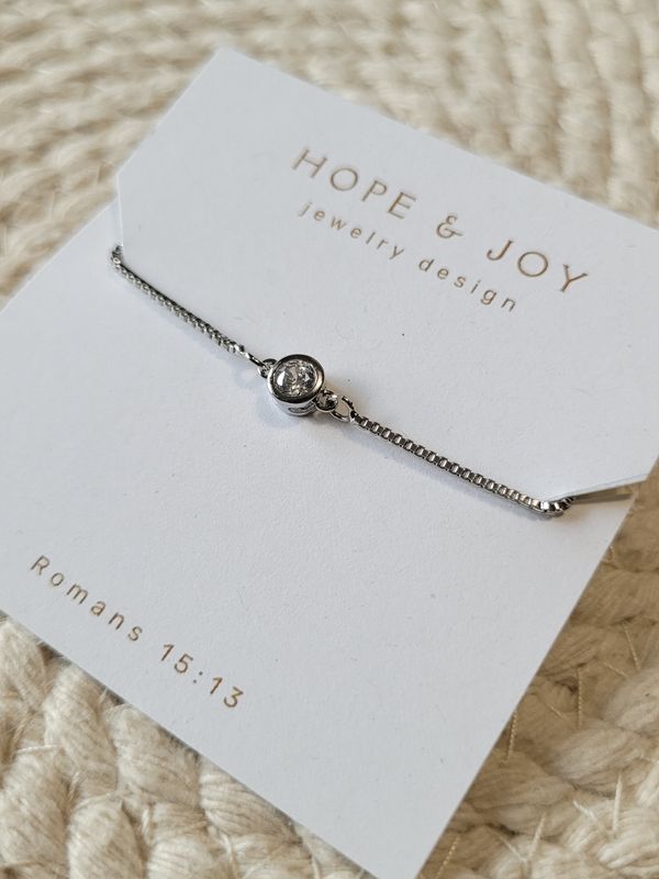 Silver Bracelet with Cubic Zirconia Charm