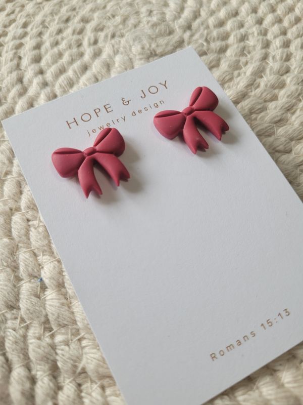 Pink Bow Studs