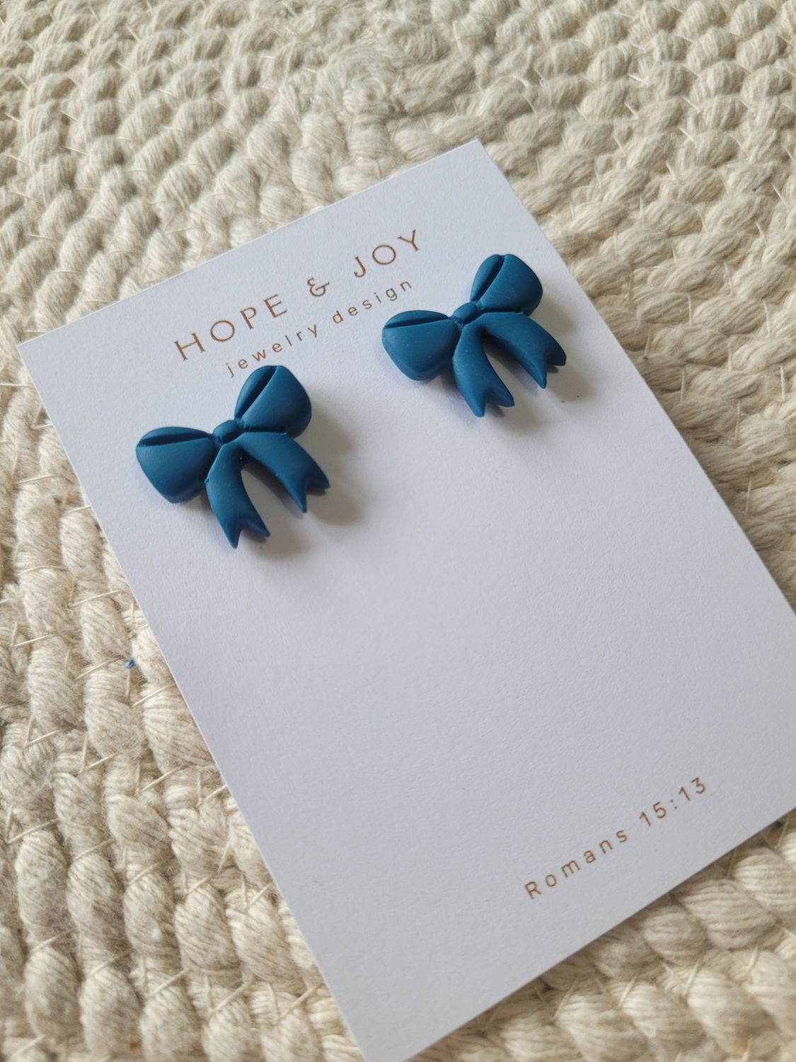 Dark Cyan Bow Studs