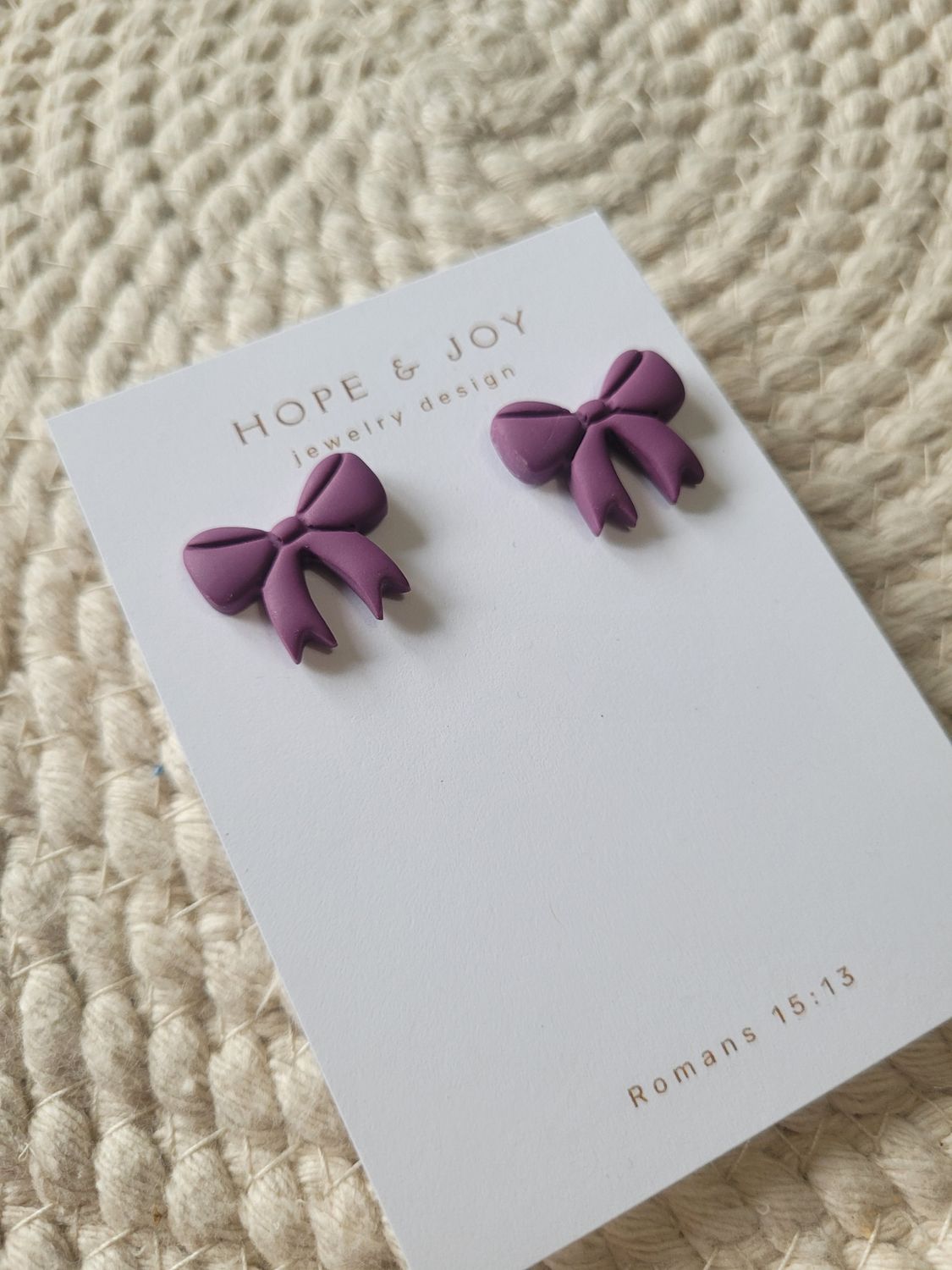 Purple Bow Studs
