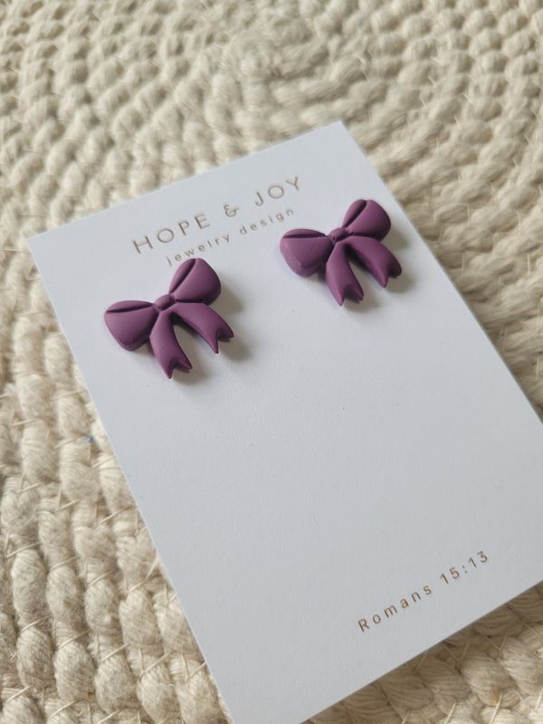 Purple Bow Studs