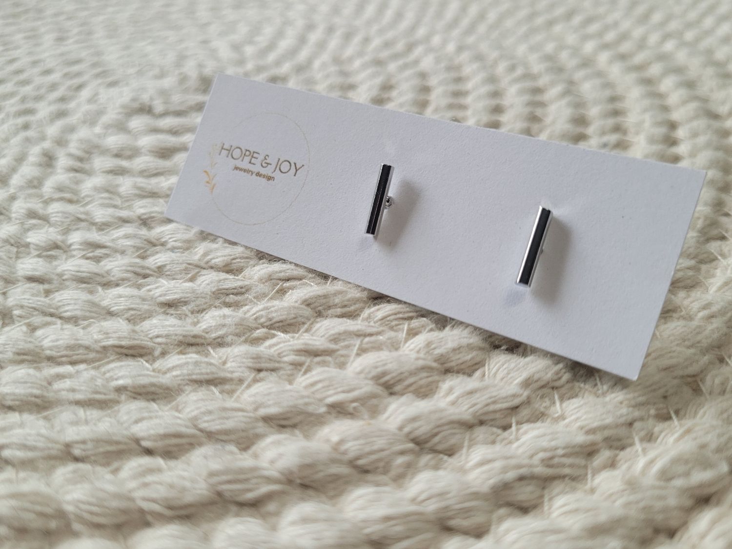 White Gold-Plated Bar Studs