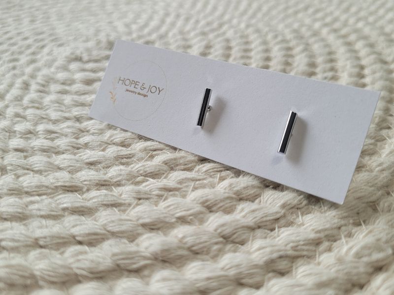 White Gold-Plated Bar Studs