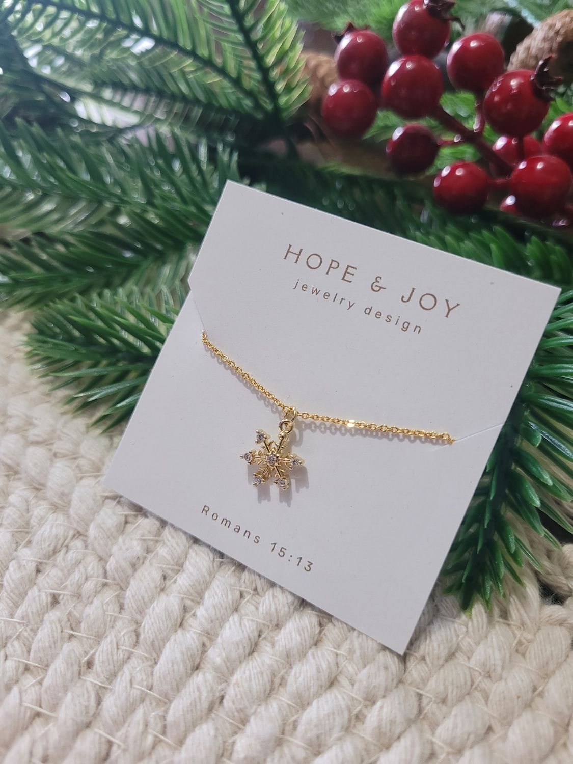 14k Gold-Plated Necklace with Snowflake Charm