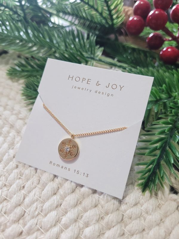 18k Gold-Plated Necklace with Snowflake Medallion