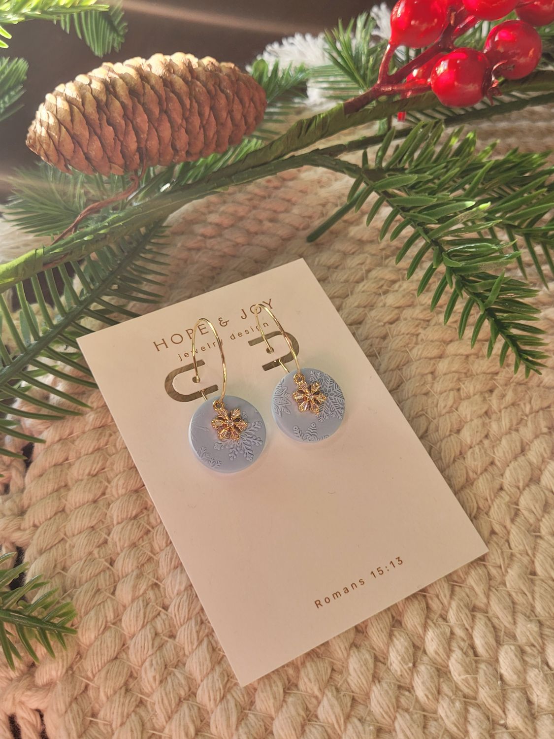 Blue Embossed Snowflake Dangle