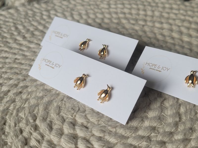 14k Gold-Plated Penguin Studs