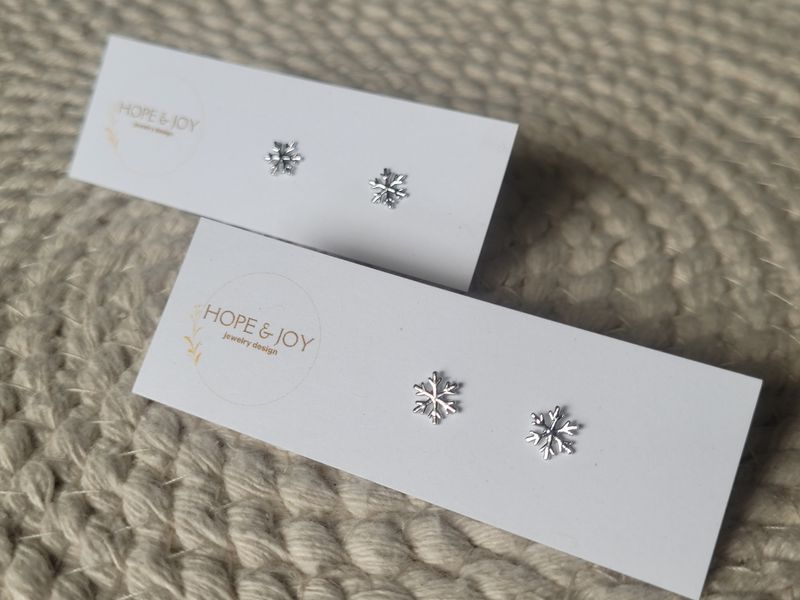 Rhodium-Plated Snowflake Studs