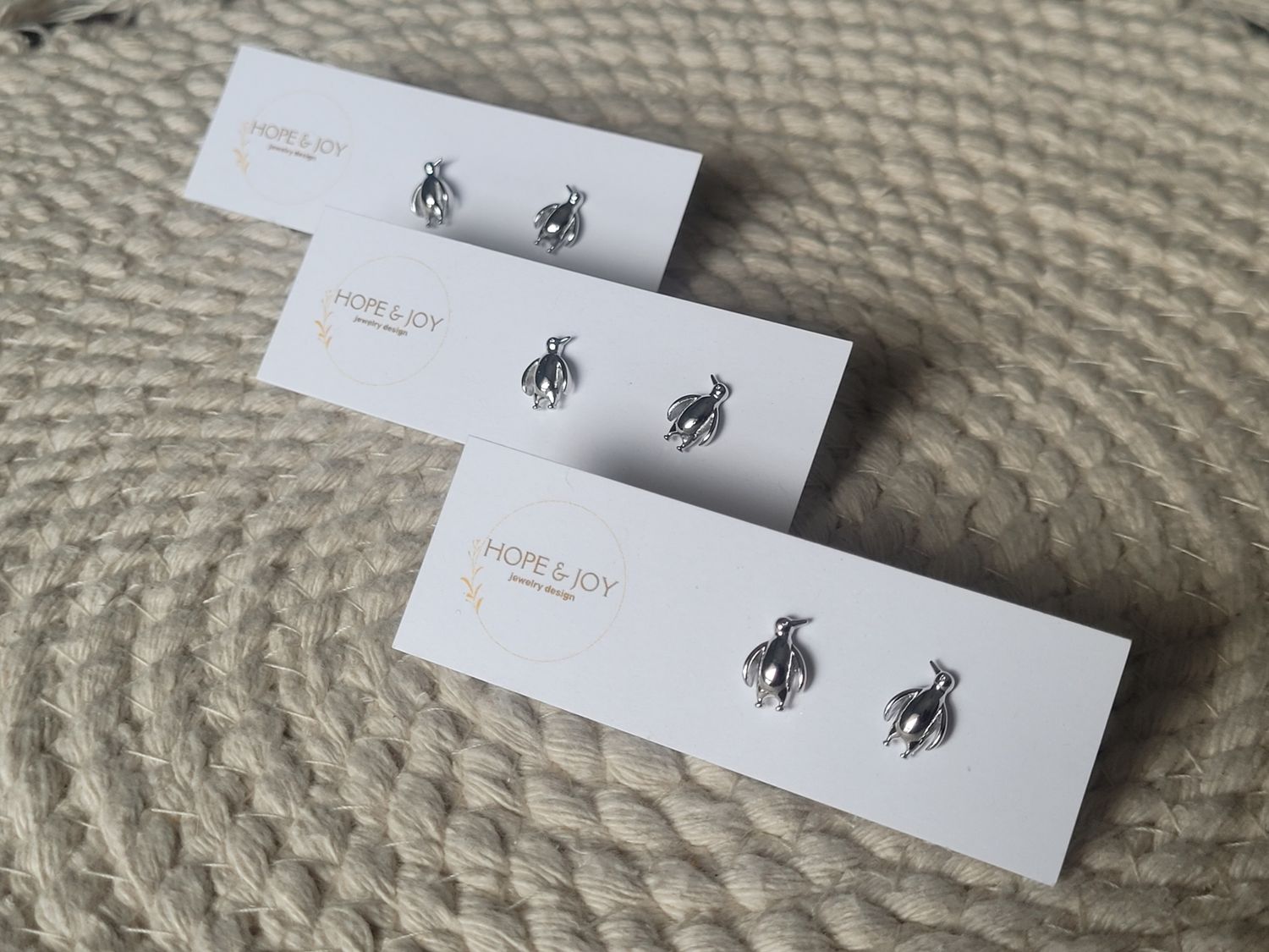 Rhodium-Plated Penguin Studs