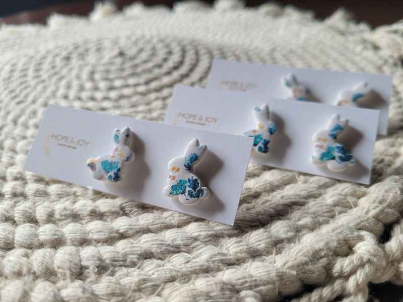 Small Bunny Studs - Blue