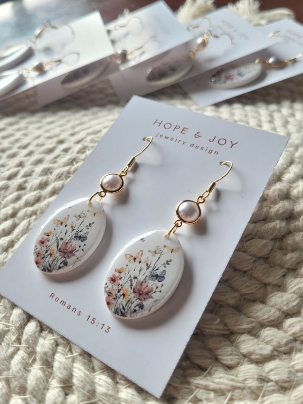 Butterfly and Pearl Earrings