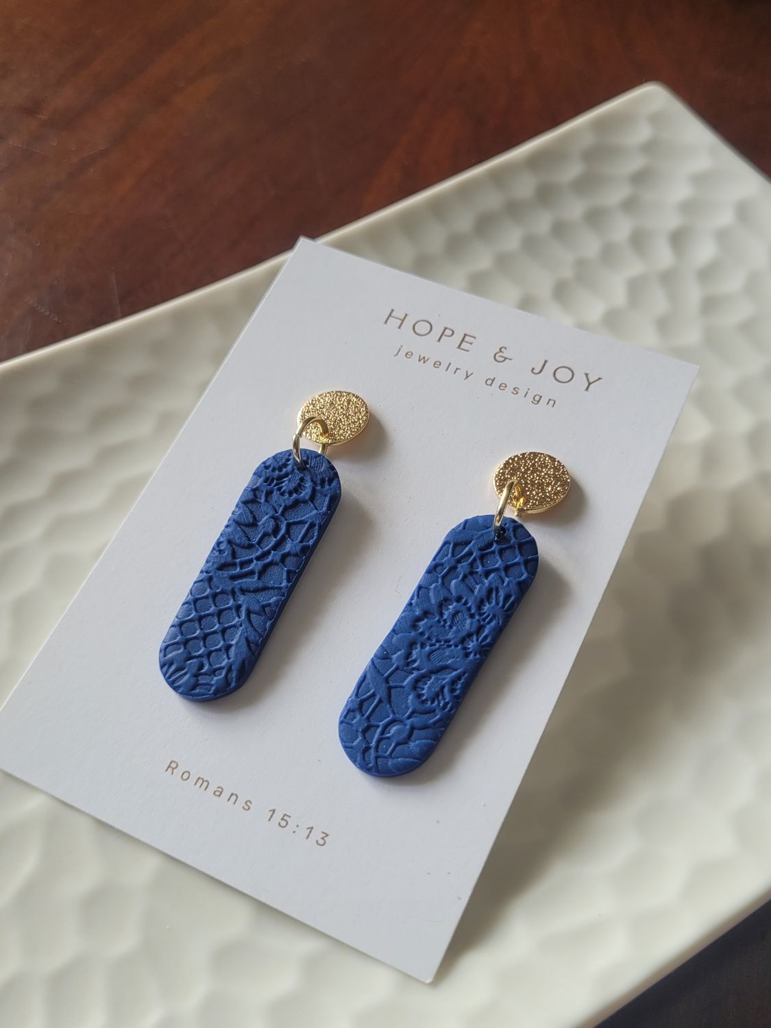 Navy Lace Earrings