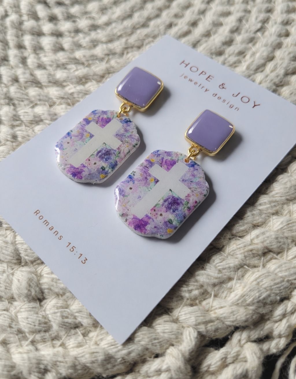 Purple Cross Earrings