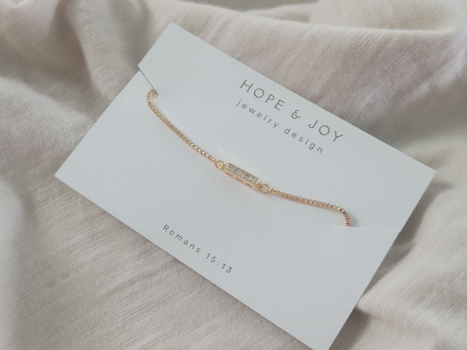Gold Bracelet with Pave Bar Charm