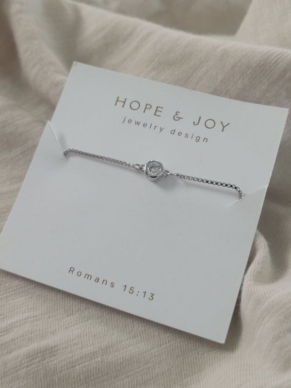Silver Bracelet with Cubic Zirconia Charm