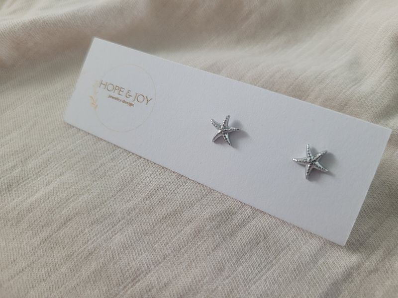 Rhodium-Plated Starfish Studs