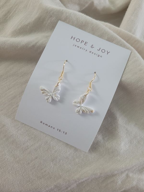 Dainty Butterfly Dangle with 24k Gold Leaf