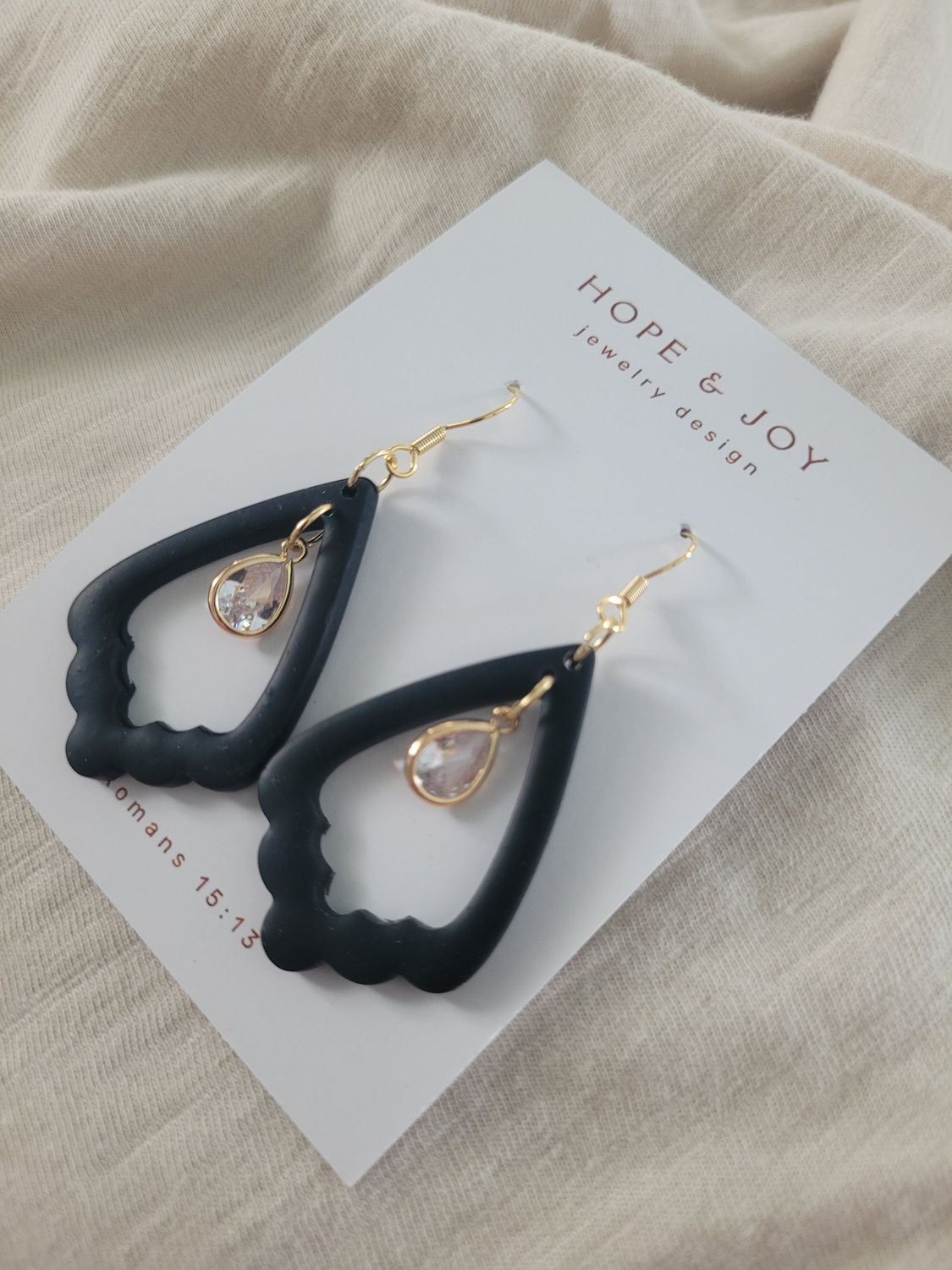 14k Gold-Plated Black Deco Drop Dangle 