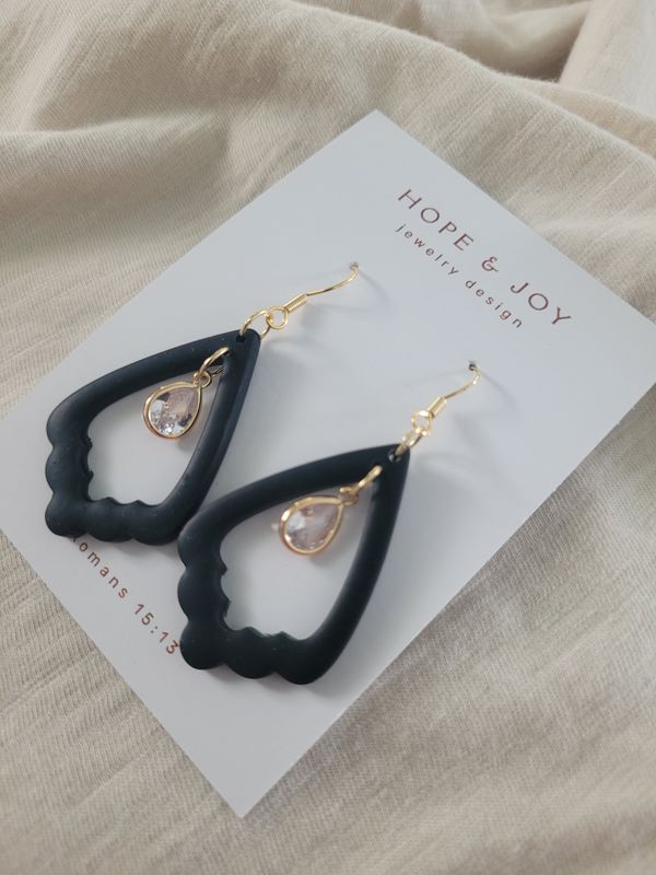 14k Gold-Plated Black Deco Drop Dangle 