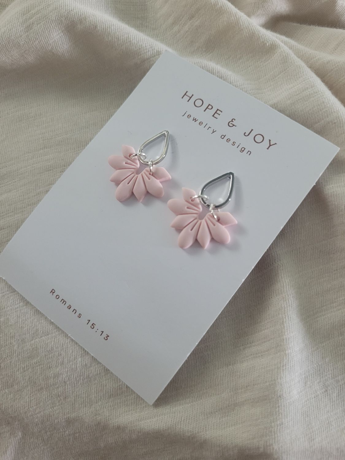 Rhodium-Plated Petal Drop in Pink