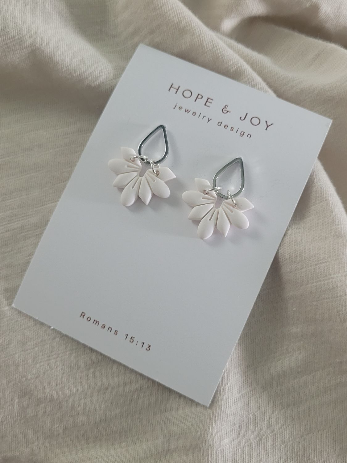 Rhodium-Plated Petal Drop in White