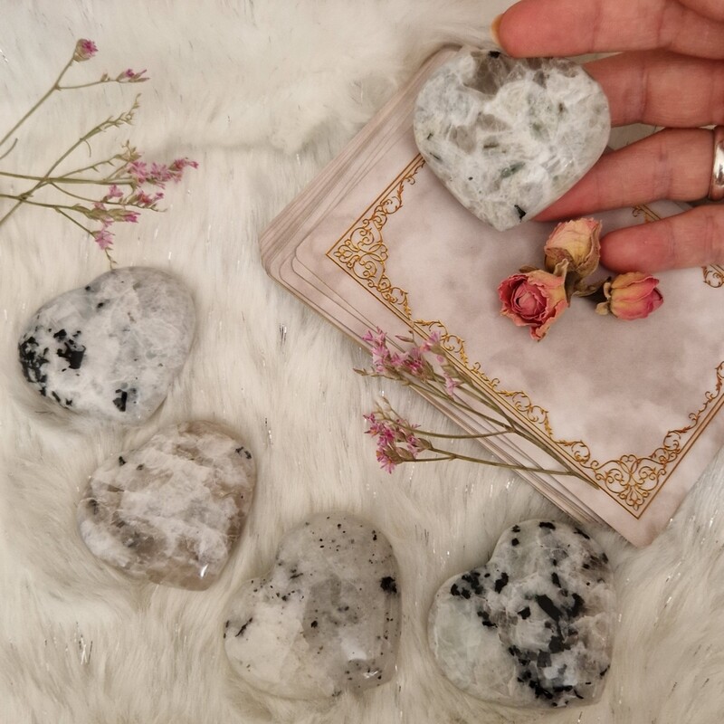 Cœur d intuition pierre de lune avec mica