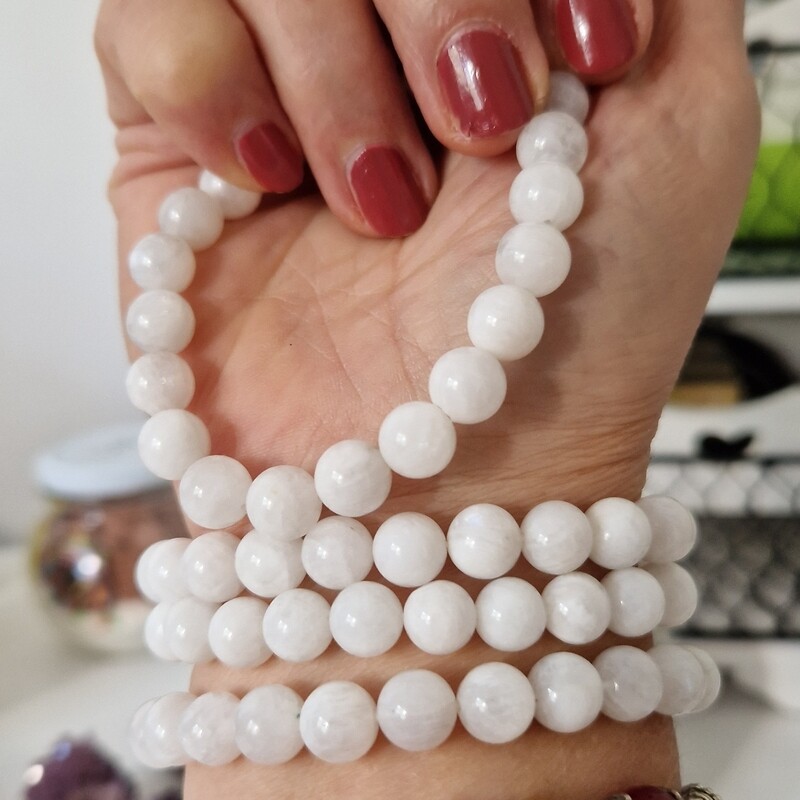 Bracelet en pierre de lune naturelle 8mm
