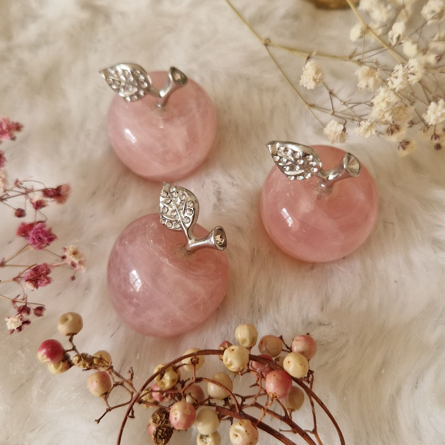 Pomme d'amour en Quartz Rose